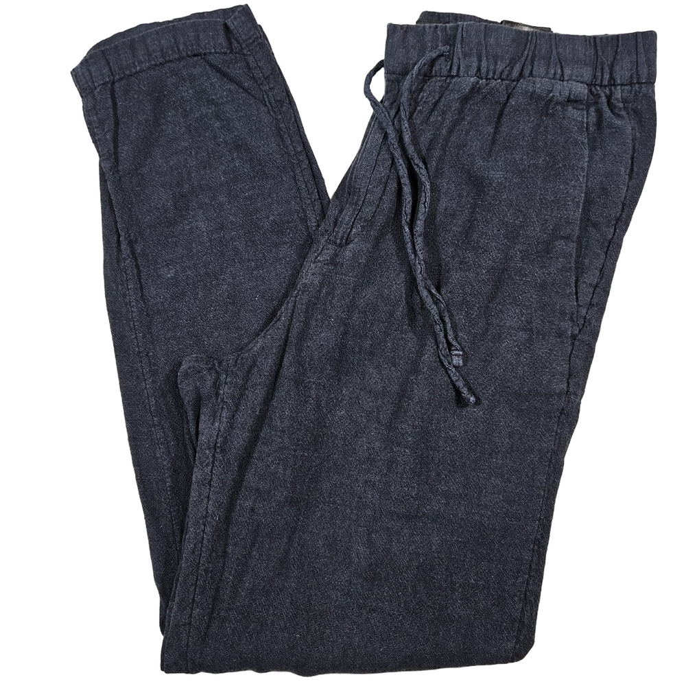 H&M Linen Blend Relaxed Fit Pants, Dark Blue, Size 30 Regular